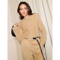 Michelle Keegan Fluffy Cardigan - Beige