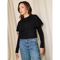 Michelle Keegan Knitted Cape Cardigan - Black