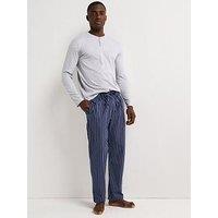 Very Man Pure Cotton Striped Pyjama Set - Navy