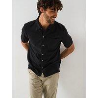 Tommy Hilfiger Regular Fit Pique Short Sleeve Shirt - Black