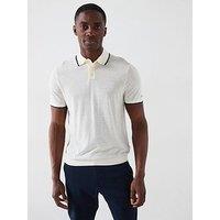 Tommy Hilfiger Linen Knitted Short Sleeve Polo Shirt - Eggshell