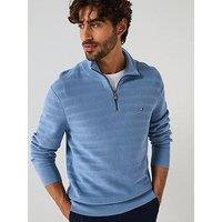 Tommy Hilfiger Stripe Structure Zip Mock Knitted Jumper - Blue