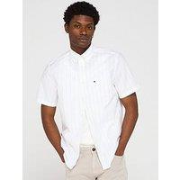 Tommy Hilfiger Oxford Wide Stripe Short Sleeve Shirt - White
