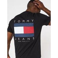 Tommy Jeans Regular Fit Flag Graphic Back Print T-Shirt - Black