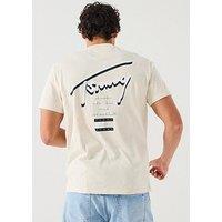 Tommy Jeans Regular Fit Signature City Back Print T-Shirt - Beige