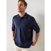 Calvin Klein Knitted Relax Fit Polo Shirt - Navy