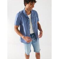 Tommy Jeans Linen Blend Camp Short Sleeve Shirt - Navy