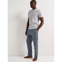 Very Man Pure Cotton Checked Trouser Pyjama Set - Navy/Grey Marl