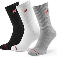 New Balance Unisex Patch Logo Crew 3 Pack Socks - White/Grey/Black