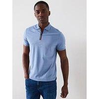 Tommy Hilfiger Interlock Zip Regular Fit Polo Shirt - Blue