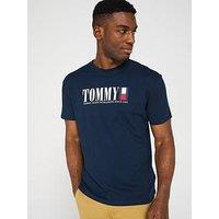 Tommy Jeans Regular Fit Chest Logo Flag T-Shirt - Navy