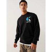 Calvin Klein Jeans Terry Bauhaus Logo Crew Neck Sweater - Black