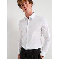 Calvin Klein Long Sleeve Solid Stretch Slim Poplin Shirt - White