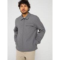 Calvin Klein Long Sleeve Seersucker Overshirt - Grey