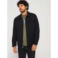 Calvin Klein Long Sleeve Seersucker Overshirt - Black
