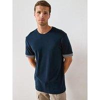 Very Man Pure Cotton Tipped T-Shirt - Navy