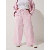 Yours Curve Stripe Trouser - Pink