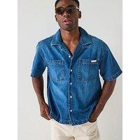 Calvin Klein Jeans Nile Camp Short Sleeve Denim Shirt - Blue