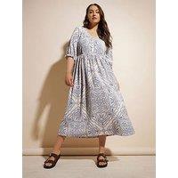 Yours Curve Raglan Prairie Dress - Natural