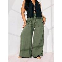 Yours Curve Chambray Pull On Wide Leg Trouser