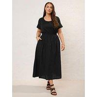 Yours Curve Mixed Fabric Midaxi Dress - Black