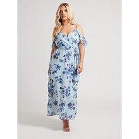 Yours Curve Metallic Spot Ruffle Dress