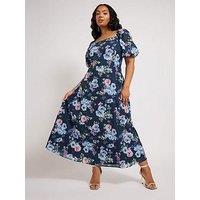 Yours Curve Floral Square Neck Dress