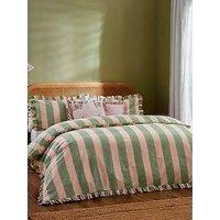 Wylder Birdie Stripe Duvet Cover Set- Pink