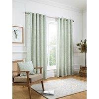 Curtina Marple Woven Bird & Stems Thermal Pair Of Eyelet Curtains