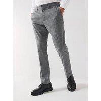 Very Man Slim Fit Windowpane Check Formal Trousers - Light Grey