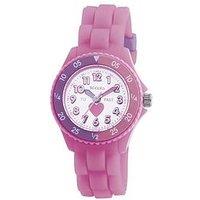 Tikkers Girls Pink Silicone Strap Heart Time Teacher Watch