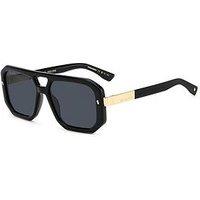 Dsquared2 Grey Len Gold Temple Rectangular Sunglasses