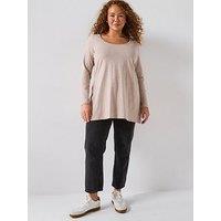 The Very Collection Curve Scoop Neck Long Sleeve Top - Beige