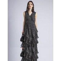 Religion Maya Maxi Shirt Dress In Cute Polkadot - Black