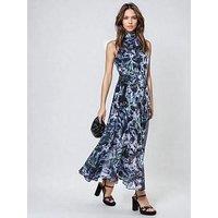 Religion Time Button Through Maxi Dress With Angel Sleeves - Navy