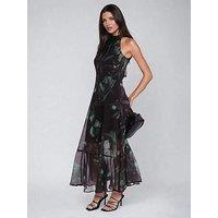 Religion Time Button Through Maxi Dress With Angel Sleeves - Green
