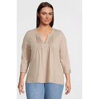 V By Very Curve 3/4 Sleeve Stretch Henley Top - Beige