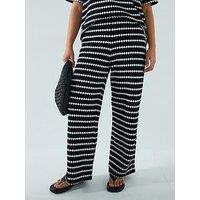 V By Very Curve Crochet Stripe Trouser Co-Ord - Black