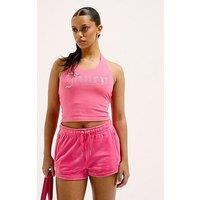 Juicy Couture Velour Track Shorts With Diamante Logo - Pink