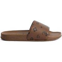 Juicy Couture Mia Monogram Pu Sliders - Black