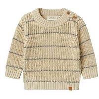 Lil Atelier Baby Boys Striped Knitted Jumper - Turtledove