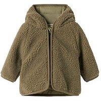 Lil Atelier Baby Boys Fleece Hooded Jacket - Green