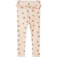 Lil Atelier Mini Girls Bow Print Leggings - Light Pink