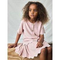 Lil Atelier Mini Girls Embroidered Short Sleeve Blouse - Misty Rose