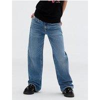 Calvin Klein Jeans Girls Wide Leg Authentic Denim Jeans - Blue