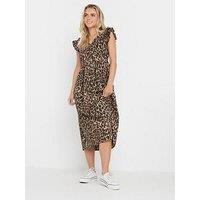M&Co Petite Petite Poplin Midi Dress - Brown