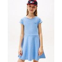 Tommy Hilfiger Girls Spacer Interlock Dress - Blue