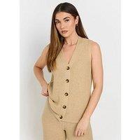 Long Tall Sally Tall Button Through Waistcoat - Natural