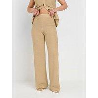 Long Tall Sally Tall Natural Knitted Wide Leg Trouser