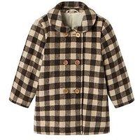 Lil Atelier Mini Girls Gingham Overcoat - Brown